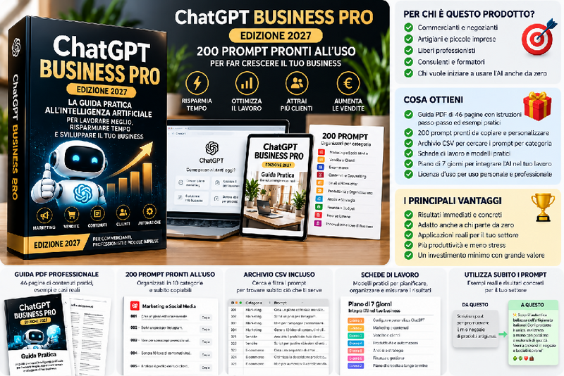 ChatGPT Business Pro 2027 – 200 Prompt Pronti all’Uso + Guida Pratica Premium