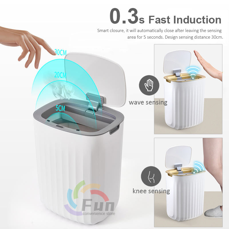 Pattumiera Smart Automatica con Sensore – Cestino Intelligente con Coperchio 13L/16L, Anti-Odori e UV per Casa e Ufficio - Campeda