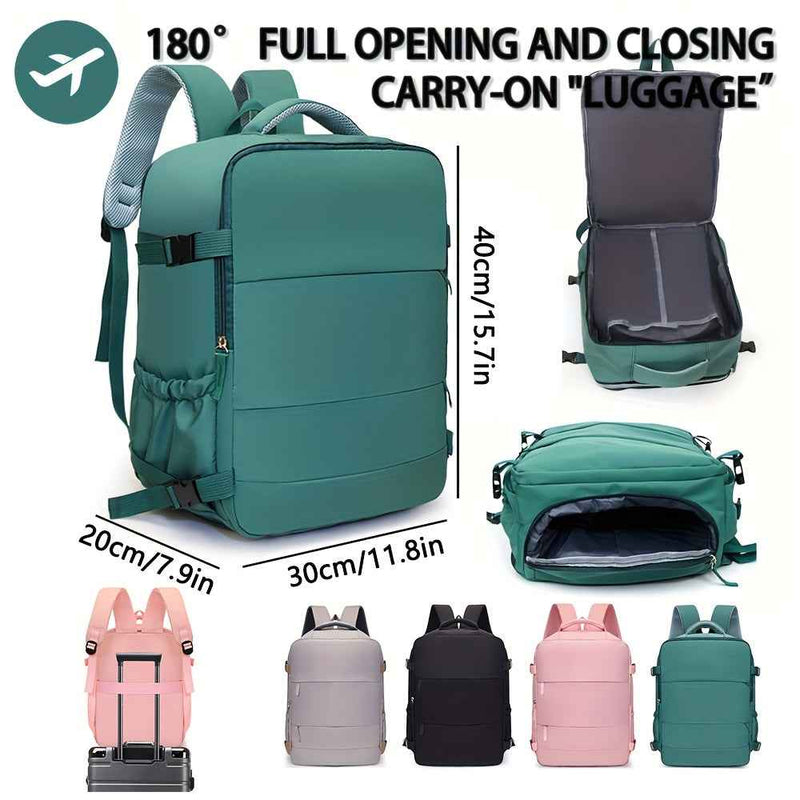 Zaino da donna, Zaino da imbarco per viaggi di lavoro, Zaino da viaggio casual a tinta unita di grande capacità, Zaino da donna per laptop da pendolare, Borsa da cabina da stiva