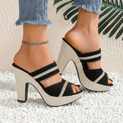 Sandali eleganti da donna casual e comodi con tacco alto per tutte le stagioni, caratterizzati da uno stile bohémien con suole spesse, perfetti per feste e discoteche. Scarpe da do