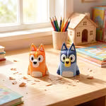 2 temperamatite Bluey, cancelleria per studio e ufficio, con simpatici disegni a cartoni animati, forniture scolastiche creative e pratiche, temperamatite di alta qualità, regali ideali per compleanni e festival