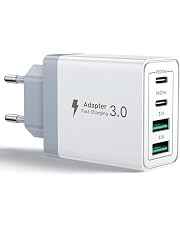 Caricatore USB C Rapido 40W 4Porto Presa USB Caricatore Multipla PD & QC3.0 Carica Cellulare, Spina Alimentatore Caricabatterie per Samsung S22 S23 S24 iPhone 15 16 14, Spinotto Muro Adattatore