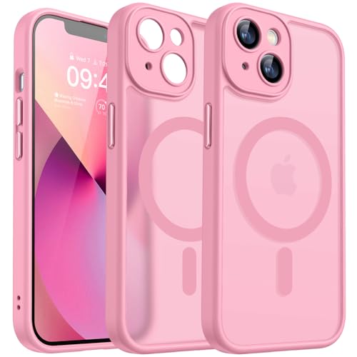 CANSHN Cover Magnetica per iPhone 13(6,1 Pollici), Compatibile con MagSafe, [Protezione Completa Della Fotocamera], Custodia Traslucida Opaca Protettiva Sottile Antiurto,Nero