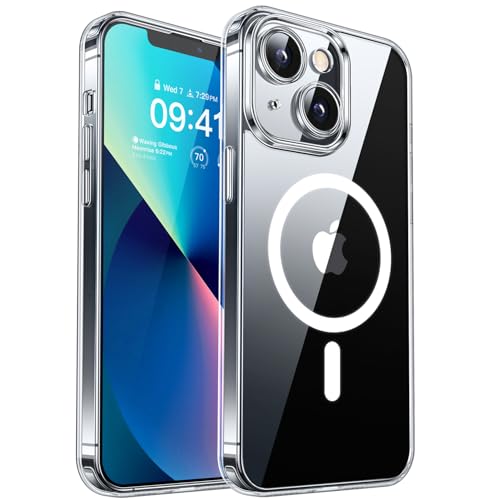 CANSHN Cover Magnetica per iPhone 13(6,1 Pollici), Compatibile con MagSafe, [Protezione Completa Della Fotocamera], Custodia Traslucida Opaca Protettiva Sottile Antiurto,Nero