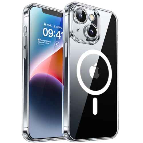 CANSHN Magnetica Cover per iPhone 14(6,1 Pollici), [Protezione Completa Della Fotocamera] Custodia Protettiva Antiurto per Telefono,Trasparente