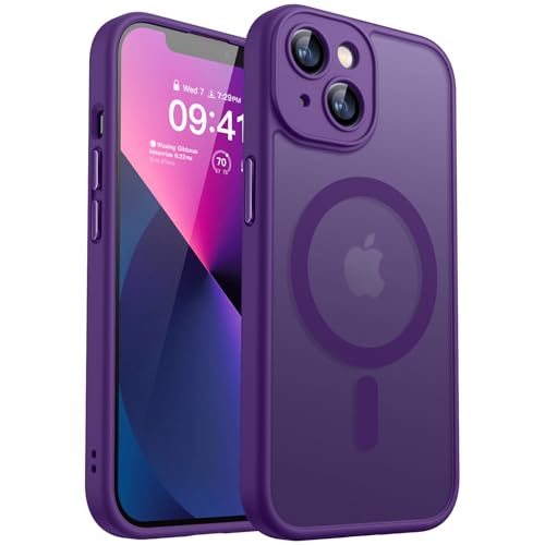 CANSHN Cover Magnetica per iPhone 13(6,1 Pollici), Compatibile con MagSafe, [Protezione Completa Della Fotocamera], Custodia Traslucida Opaca Protettiva Sottile Antiurto,Nero