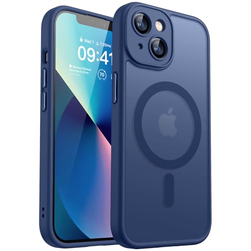 CANSHN Cover Magnetica per iPhone 13(6,1 Pollici), Compatibile con MagSafe, [Protezione Completa Della Fotocamera], Custodia Traslucida Opaca Protettiva Sottile Antiurto,Nero