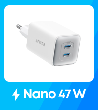 Anker Nano Caricatore iPhone da 45W con Smart Display, caricatore USB C, Ricarica Rapida, riconoscimento Intelligente, modalità Care, Design Compatto, per iPhone 17/16/15, iPad, MacBook e Apple Watch