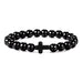 Prayer Men Natural Stone Wood Beads Rosary Hematite Cross Bracelets Onyx Meditation Bracelet Women Yoga Jewelry Homme Pulsera