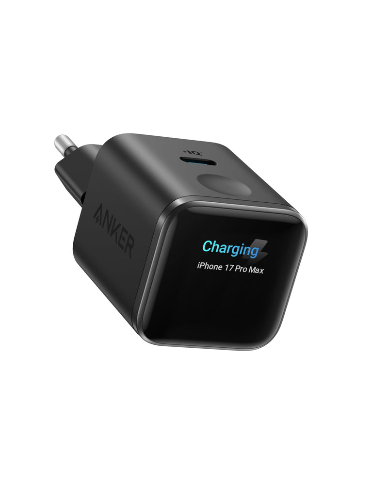 Anker Nano Caricatore iPhone da 45W con Smart Display, caricatore USB C, Ricarica Rapida, riconoscimento Intelligente, modalità Care, Design Compatto, per iPhone 17/16/15, iPad, MacBook e Apple Watch