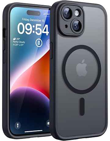 TOCOL Cover Magnetica per iPhone 14 6,1 Pollic, Compatibile con MagSafe, Protezione Fotocamera Integrata, Custodia Antiurto Traslucida Opaca, Nero
