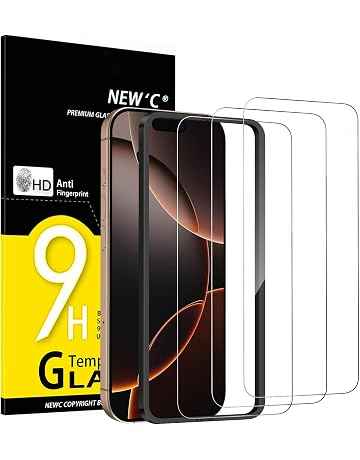 NEW'C 3 Pezzi, Vetro Temperato per iPhone 17, 17 Pro, iPhone 16 Pro (6,3 pollici), Pellicola Prottetiva Anti Graffio - Ultra resistente - Trasparente HD - Strumento di installazione facile incluso