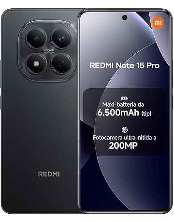 XIAOMI Redmi Note 15 Pro, Smartphone 8+256GB, Batteria massiccia da 6500 mAh, Fotocamera 200 MP, Resistenza IP65, Display AMOLED FHD+ da 6,77", Nero, Garanzia 2 anni, Caricatore non incluso