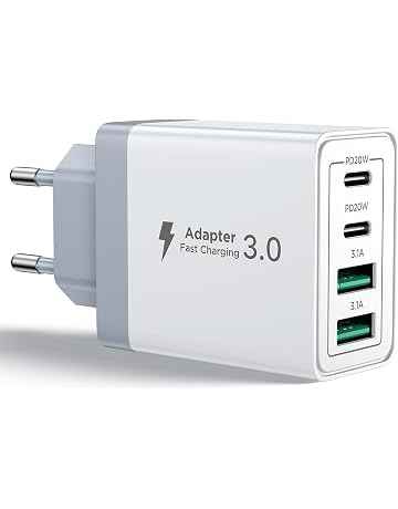 Caricatore USB C Rapido 40W 4Porto Presa USB Caricatore Multipla PD & QC3.0 Carica Cellulare, Spina Alimentatore Caricabatterie per Samsung S22 S23 S24 iPhone 15 16 14, Spinott
