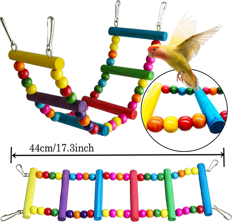 Set di 7 giocattoli per pappagalli e accessori per gabbie per uccelli.