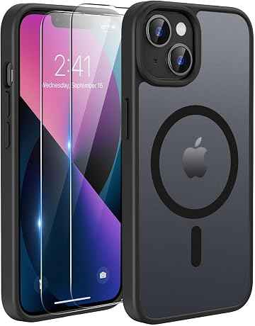 TQIAHF Magnetica Cover per iPhone 13 / iPhone 14 con 2 Pellicola Vetro Temperato Protezione Schermo Compatibile con Magsafe Case Militare Antiurto Sottile Opaca Telefono Custodia,Nero