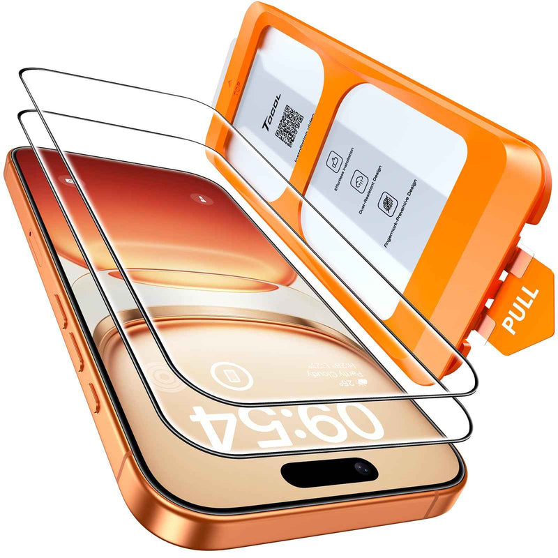 TOCOL Pellicola Vetro Temperato per iPhone 17 Pro, Rimozione Automatica Della Polvere, Copertura Completa, Durezza 9H, Senza Bolle, Compatibile con Custodie, 2 Pezzi
