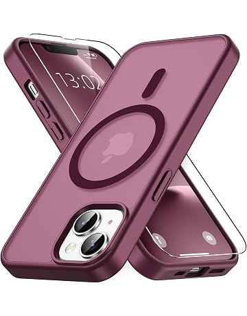 Vansdon Cover Magnetica per iPhone 13 / iPhone 14 con 1 Pezzi Vetro Temperato, Compatibile con Magsafe, Protezione anticaduta di livello militare, Custodia Traslucida Opaca Sottile Antiurto-Bordeaux