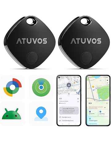 ATUVOS Air Tag Pro Smart Tag Tracker per Android & iOS, Dual System Localizzatore Bluetooth Funziona con Google Funzioni Trova o Apple Dov'è APP, per Bagagli, Borse.Batteria Sostituibile. 2 pezzi Nero