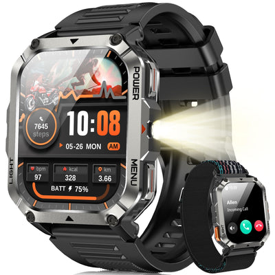 Blackview Smartwatch Uomo, 2.01" Smartwatch Militare Uomo Fitness con Chiamate Bluetooth Orologio Intelligente 115+ Modalità Sportive/900 mAh/Sonno/Cardiofrequenzimetro/Torcia/Buss