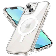 JETech Cover Magnetica per iPhone 13 6,1 Pollici Compatibile con MagSafe Ricarica Wireless, Telefono Custodia Antiurto, Retro Antigraffio Trasparente (Trasparente)