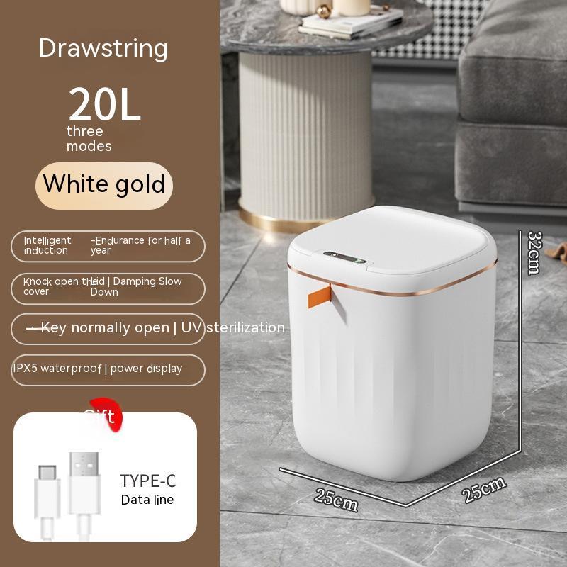 Pattumiera Smart Automatica con Sensore – Cestino Intelligente con Coperchio 13L/16L, Anti-Odori e UV per Casa e Ufficio - Campeda
