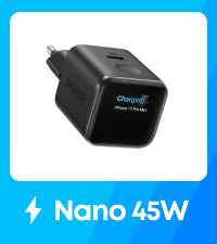 Anker Nano Caricatore iPhone da 45W con Smart Display, caricatore USB C, Ricarica Rapida, riconoscimento Intelligente, modalità Care, Design Compatto, per iPhone 17/16/15, iPad, MacBook e Apple Watch