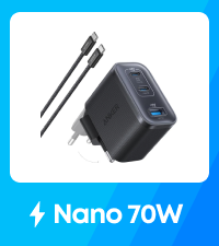 Anker Nano Caricatore iPhone da 45W con Smart Display, caricatore USB C, Ricarica Rapida, riconoscimento Intelligente, modalità Care, Design Compatto, per iPhone 17/16/15, iPad, MacBook e Apple Watch