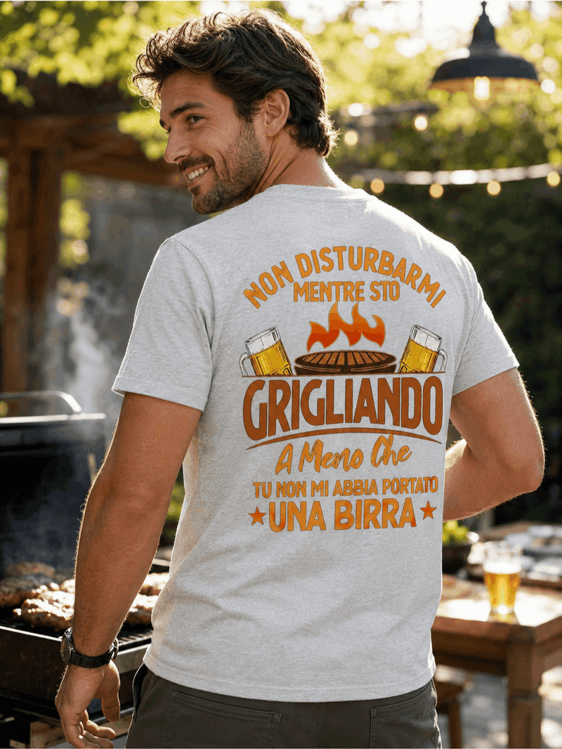 T-shirt da uomo in cotone 100% comoda e casual, con stampa grafica divertente Non disturbarmi mentre sto grigliando a meno che tu non mi abbia portato una birra, ideale per barbecue