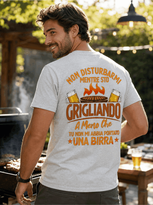T-shirt da uomo in cotone 100% comoda e casual, con stampa grafica divertente Non disturbarmi mentre sto grigliando a meno che tu non mi abbia portato una birra, ideale per barbecue