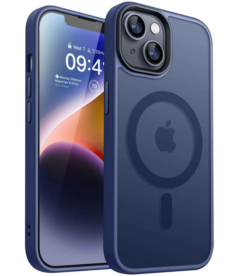 CANSHN Cover Magnetica per iPhone 13(6,1 Pollici), Compatibile con MagSafe, [Protezione Completa Della Fotocamera], Custodia Traslucida Opaca Protettiva Sottile Antiurto,Nero