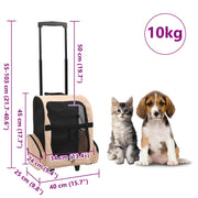 Trolley Trasportino per Animali Pieghevole Multifunzione Sabbia