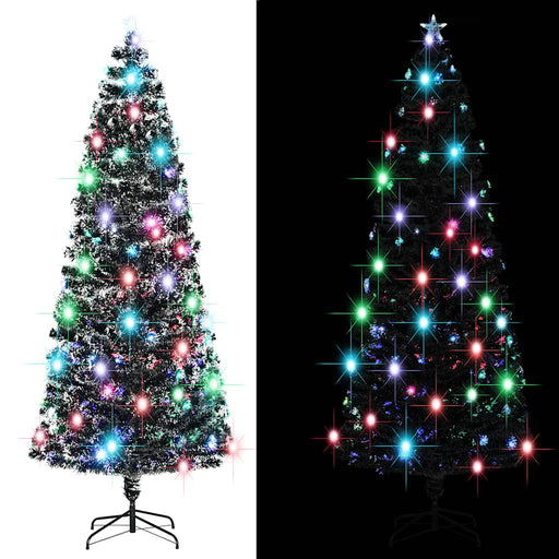 Albero di Natale Preilluminato con Supporto e LED 240 cm Fibra Ottica