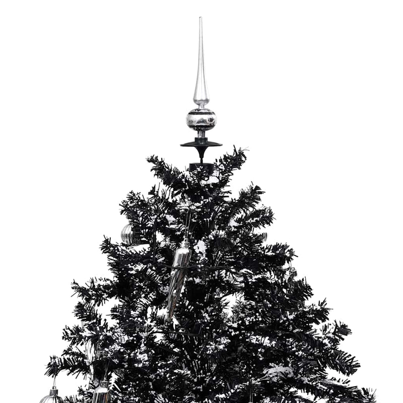 Albero di Natale con Nevicata e Base ad Ombrello Nero 170cm PVC