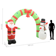 Arco con Babbo Natale Gonfiabile e Pupazzo di Neve LED 223 cm