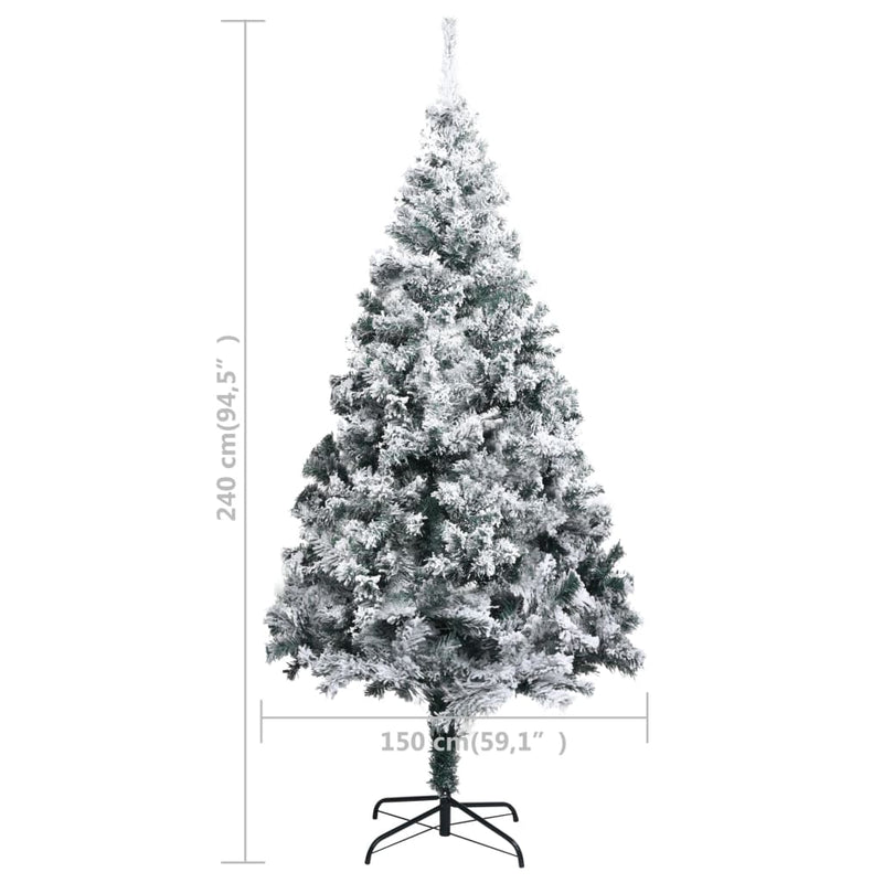 Albero di Natale Artificiale con Neve Fioccata Verde 240 cm PVC