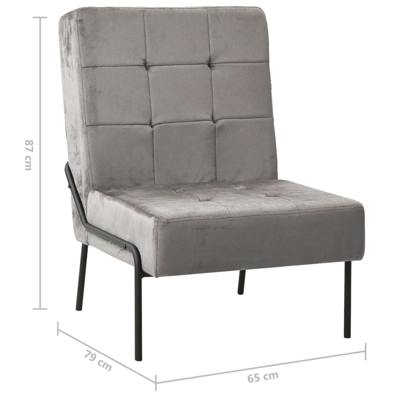 Poltrona Relax 65x79x87 cm Grigio Chiaro in Velluto