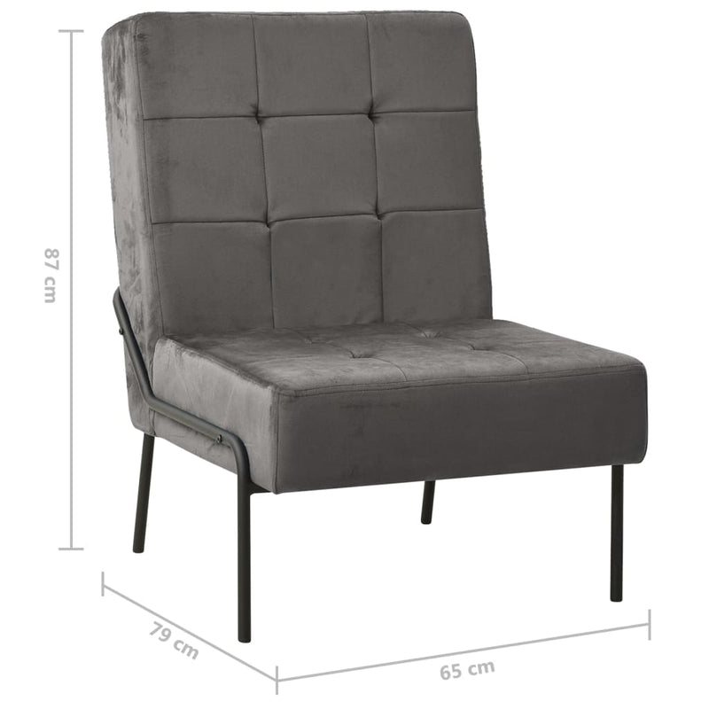 Poltrona Relax 65x79x87 cm Grigio Scuro in Velluto