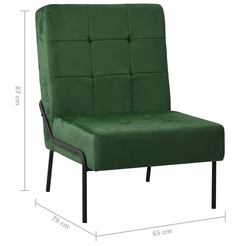 Poltrona Relax 65x79x87 cm Verde Scuro in Velluto