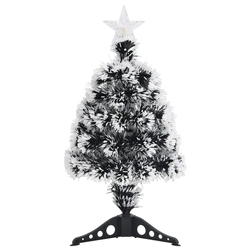 Albero di Natale Preilluminato Verde e Bianco 64cm Fibra Ottica