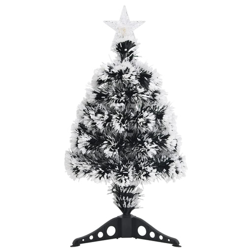 Albero di Natale Preilluminato Verde e Bianco 64cm Fibra Ottica