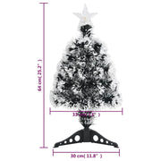 Albero di Natale Preilluminato Verde e Bianco 64cm Fibra Ottica