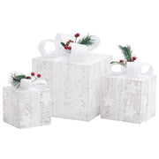Scatole Regalo Decorative Natale 3pz Bianche da Esterno Interni