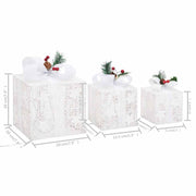 Scatole Regalo Decorative Natale 3pz Bianche da Esterno Interni