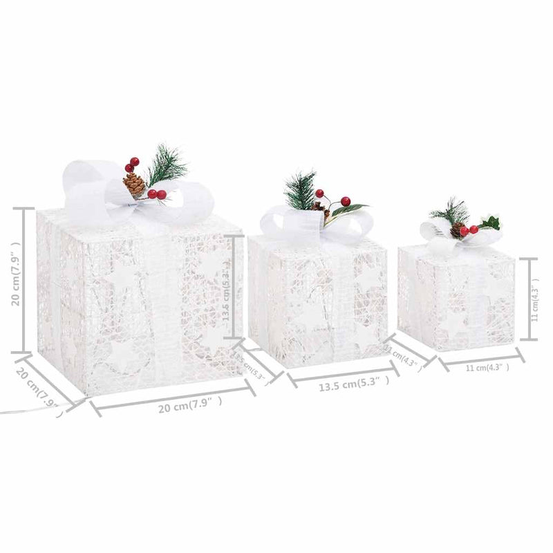 Scatole Regalo Decorative Natale 3pz Bianche da Esterno Interni