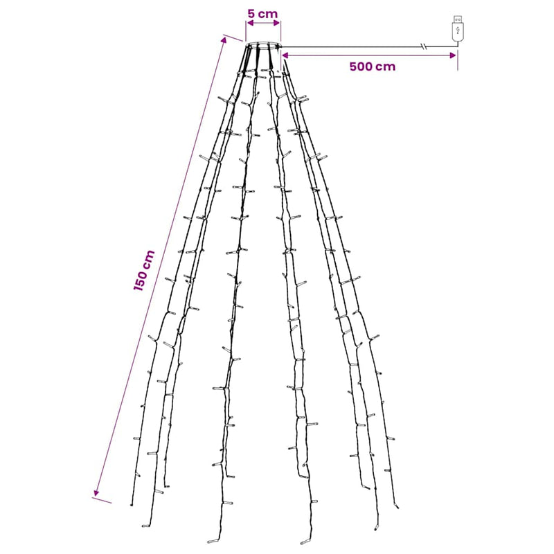 Rete di Luce per Albero di Natale 150 LED Bianco Freddo 150 cm