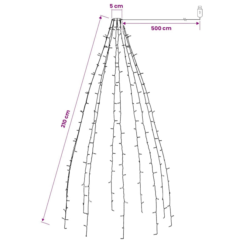 Rete di Luce per Albero di Natale 210 LED Bianco Freddo 210 cm
