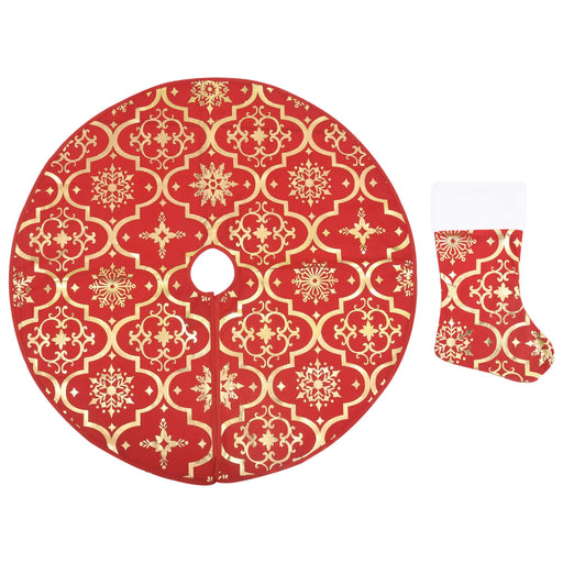 Gonna per albero di Natale di lusso con calza rossa 122 cm