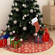 Gonna per albero di Natale di lusso con calza rossa 122 cm