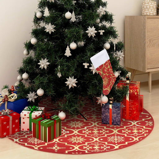 Gonna per albero di Natale di lusso con calza rossa 122 cm